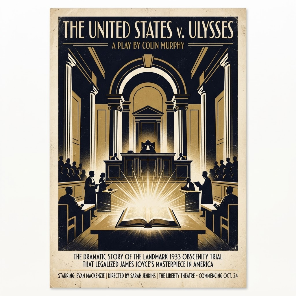 Poster-style image for Colin Murphy's play The United States v. Ulysses